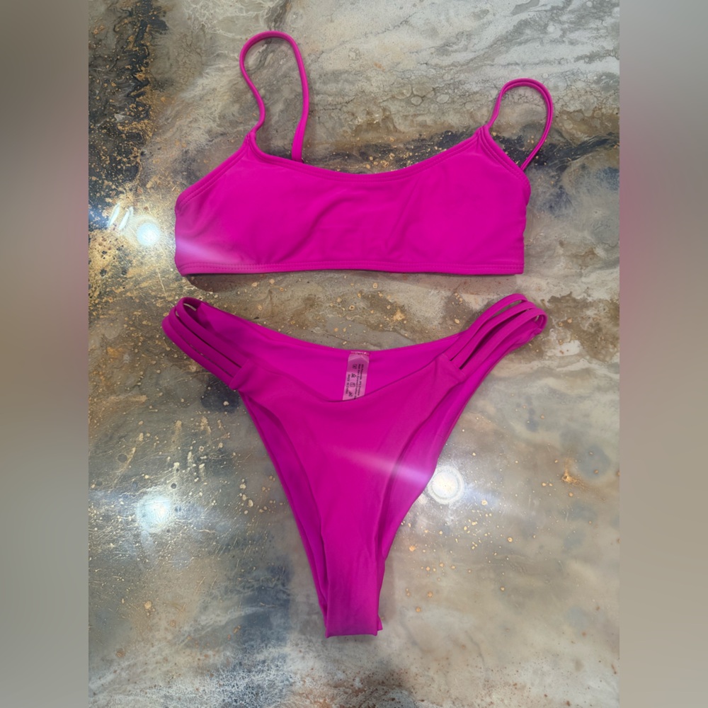 Hot Pink Women's Strappy Bikini Set